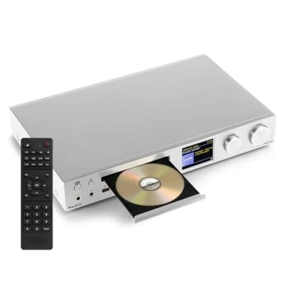 Abbildung von Audizio Bolzano Receiver Internetradio WLAN mit Bluetooth, CD Player, Spotify Connect, Wecker, 40.000 Sender, Fernbedienung &amp; App Steuerung, Toslink Subwoofer Anschluss, DAB+ und FM Schwarz