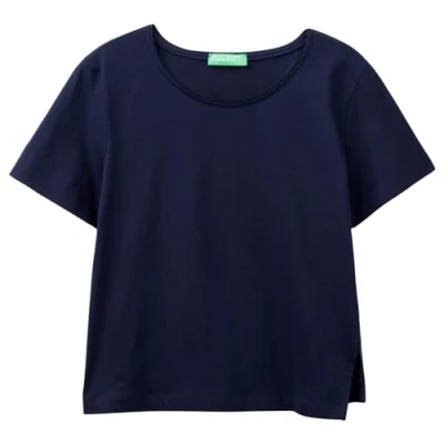 Abbildung von United Colors of Benetton Short Sleeve WITH SLIT Tshirt basic, Damen, Größe: XS, Blue