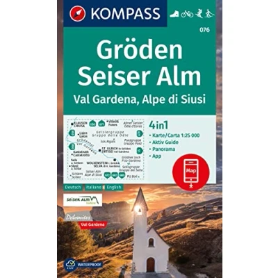 Abbildung von KOMPASS Wanderkarte 076 Gröden, Seiser Alm, Val Gardena, Alpe di Siusi 1:25.000: 4in1 mit Aktiv Guide und Detailkarten inklusive Karte zur ... Fahrradfahren. Skitouren. Langlaufen.