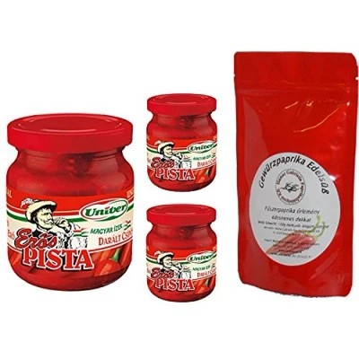 Abbildung von SPARSET ANGEBOT 3 x Erös Pista Starker Stefan Paprikacreme 600g Univer + 1A Qualität Ungarische Paprikapulver Szegediner Edelsüß 100g insg. 700g Sparpaket