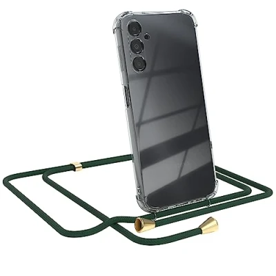 Abbildung von EAZY Case Handykette kompatibel mit Samsung Galaxy A14 5G, Hülle Band, Tasche Kette Schultertasche Crossbody Bag, Transparent Schnur in Unifarben Grün