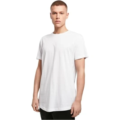 Abbildung von Build Your Brand Herren Shaped Long Tee T Shirt, Weiß (White), XS