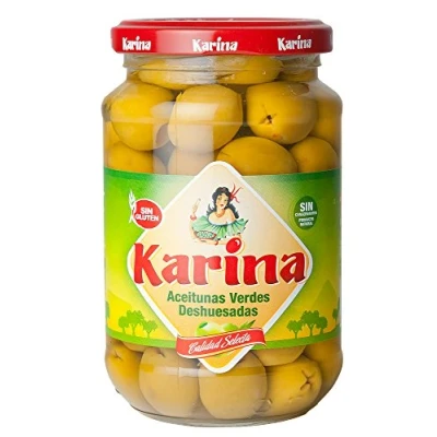 Abbildung von Karina Grüne Manzanilla Oliven ohne Stein, Glas, 6er Pack (6 x 160 g)