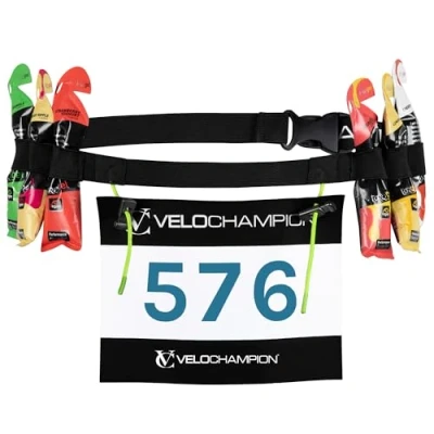 Abbildung von VeloChampion Triathlon Laufgürtel Startnummerngürtel. Einstellbar. 2 Größen verfügbar (6 Gel Schlaufengürtel, 1)