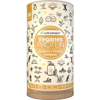 Abbildung von Veganes Protein Cookies &amp; Cream 1000g 12 pflanzliche Proteinquellen Ohne Sucralose Soja Gluten Premiumqualität vom Bodensee Made in Germany