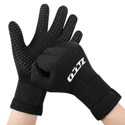 Abbildung von ZCCO 3mm Neopren Tauchhandschuhe,doppelschichtige Thermo Neoprenanzughandschuhe mit elastischem Handgelenk und rutschfesten Partikeln zum Tauchen,Surfen,Schnorcheln(ST 3mm,M)