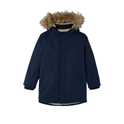 Abbildung von Vertbaudet Parka mit Kapuze, gefüttert, Sherpa, für Jungen, Füllung aus recyceltem Polyester, Grautön., 12 Jahre