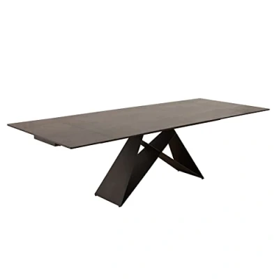 Abbildung von riess ambiente Esstisch PROMETHEUS 180 220 260cm grau braun / schwarz · bis 12 Personen (Einzelartikel, 1 St), Keramik Glas Metall ausziehbar Lava Design Industrial