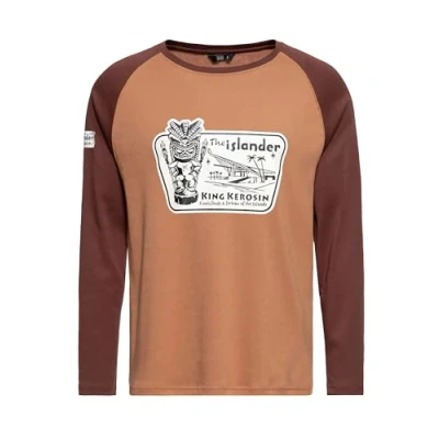 Abbildung von King Kerosin Herren Langarmshirt Longsleeve Raglan Tiki Hawaiian Artwork Print Baumwolle 50S Rockabilly Style Vintage Retro The Islander