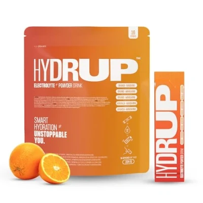 Abbildung von Hydrup Elektrolyte ohne Zucker Getränkepulver, 1733 mg hochkonzentriertes Orange Mandarine Elektrolyt Pulver, Hydratationspulver mit Vitaminen und Mineralien, 16 Sticks