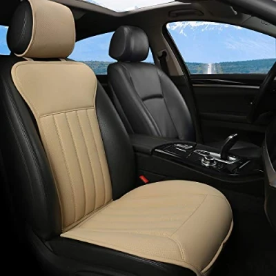 Abbildung von Black Panther Sitzauflage Auto, Autositzbezüge Vordersitze Vier Jahreszeit Universal Anti Rutsch Sitzauflagen Auto Fahrersitz mit Rückenlehne, Keine Sitzheizung, Wärme(1PC,Beige)