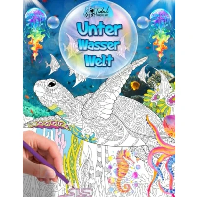 Abbildung von Unterwasserwelt Malbuch: Erkunden Sie 50 einzigartige Originaldesigns von Meereswundern für alle Altersgruppen: Fische, Delfine, Haie, Oktopusse, Schildkröten, Quallen, Seepferdchen und mehr!