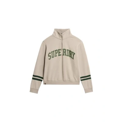 Abbildung von Superdry Athletic Essentials Applique HALF ZIP Sweatshirt, Damen, Größe: 40, Cobblestone grey