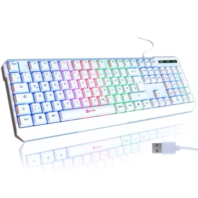 Abbildung von KLIM Chroma Gaming Tastatur, hintergrundbeleuchtete Tasten, Anti Ghosting Tastatur (Deutsche Tastenbelegung, ergonomische Keyboard)