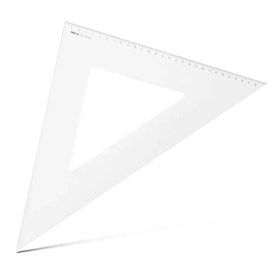 Abbildung von Aristo AR4530 Dreieck 45 (Kathete 297mm, Hypotenuse 420mm, abriebfeste Tiefprägung der Teilung, Plexiglas) transparent