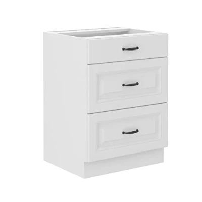 Abbildung von Küchen Preisbombe Auszugsunterschrank 60 cm Küche Stilo Weiß Vollauszug Soft Close Küchenzeile Einbauküche