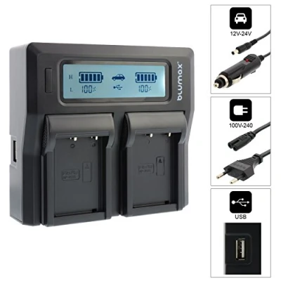 Abbildung von Doppelladegerät für Fujifilm NP W126 Dual Chargerkompatibel mit FinePix X A3 T20 X100F A10 T1 T2 T10 Pro2 E1 E2 M1 A1 A2 Pro1 ES2 HS50EXR HS35 HS30EXR HS33EXR