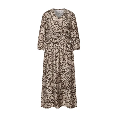 Abbildung von Street One Studio Midimit Leoprint Freizeitkleid, Damen, Größe: 34, Braun