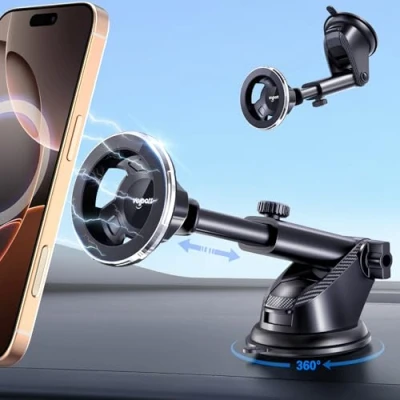 Abbildung von volport Saugnapf Handyhalterung Auto für Magsafe 360 Drehbar Magnetische KFZ Halterung iPhone 16 15 14 13 12 Serie Armaturenbrett und Windschutzscheibe Magnet Handy Autohalterung