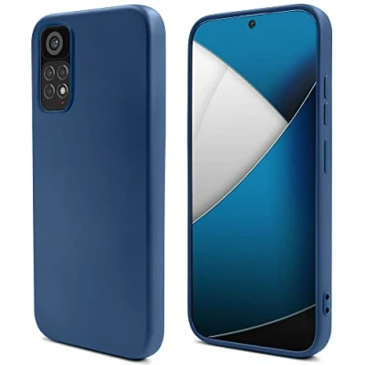 Abbildung von Moozy Lifestyle. Hülle für Xiaomi Redmi Note 11 Pro 5G und 4G, Mitternachtsblau Premium Silikon Handyhülle Schutzhülle mit Mattem Finish Weichem Mikrofaserfutter, Phone Cover Case