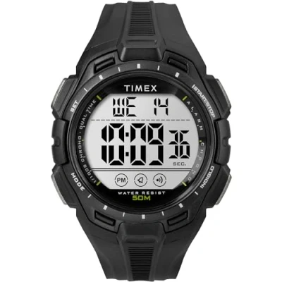 Abbildung von Timex Sport Herren Armbanduhr, 43 mm, schwarzes Kunstharzarmband, digitales Zifferblatt, Gehäuse TW5M61700