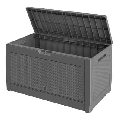 Abbildung von Casaria Auflagenbox Rato, UV beständig 310L Haltegriffe Balkon Wohnzimmer Rattan Optik Grau