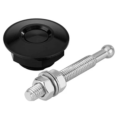 Abbildung von Motorhaubenschloss, Fydun Motorhaubenverriegelung Universal Motorhaube Druckknopf Auto Quick Pin Latch Lock Clip Kit Reparatursatz(Schwarz)