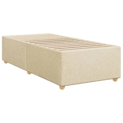Abbildung von vidaXL Bettgestell, Bettrahmen mit Lattenrost, Polsterbett Bett für Schlafzimmer, Einzelbett Schlafzimmerbett, Creme 90x200cm Stoff