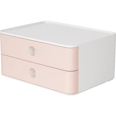 Abbildung von HAN Schubladenbox Allison SMART BOX mit 2 Schubladen und Trennwand, Kabelführung, stapelbar, Utensilienbox für Büro, Schreibtisch Küche, möbelschonende Gummifüße, 1120 86, hochglänzend flamingo rose