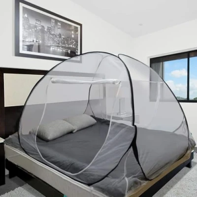Abbildung von Sekey Pop up Moskitonetz Faltbare für Doppelbett Bett Baldachin Insektenschutz mit Tragetasche, 200 x 180 145cm, Weiß