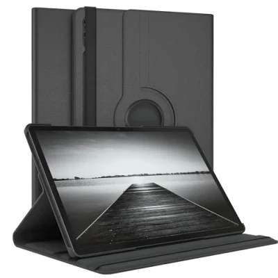 Abbildung von EAZY Case Tablet Hülle für Samsung Galaxy Tab S9 Plus Schutzhülle 12.4 Zoll Smart Cover Rotationcase zum Aufstellen Klapphülle 360 drehbar mit Standfunktion Tasche Kunstleder Schwarz