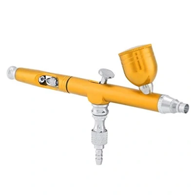 Abbildung von 7CC Airbrush System Kit mit Ansaugstutzen Anstrichwerkzeug Multifunktionales Spritzpistole für Spritzpistolen Spritzwerkzeug(Gold)