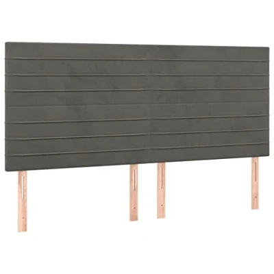 Abbildung von vidaXL Kopfteil 4 STK., Bettkopfteil mit Holzbeinen, Höhenverstellbar Polsterkopfteil für Bett, Betthaupt Bettzubehör Schlafzimmer, Dunkelgrau 100x5x78/88cm Samt