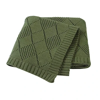 Abbildung von Strickdecke Babydecke Kuscheldecke, Surwin Mädchen und Jungen Babys Gestrickt Kinderdecke Freien Krabbeldecke Perfekt für Kinderwagen Babybett (80x100cm,Dunkelgrün)