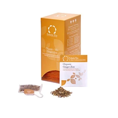 Abbildung von Solaris Tea Bio Ginger Zest Ingwer Mischung, 40 genähte Seidenteebeutel, 80 g