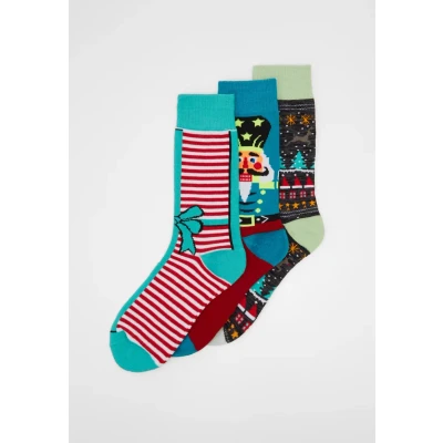 Abbildung von Urban Classics Christmas BOW AND Nutcracker Socks 3 PACK Socken, Herren, Größe: 39 42, Multicolor