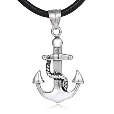 Abbildung von DonDon Kette mit Anhänger Lederkette Halskette 50 cm (1 tlg), Herren Lederband, maskuline Anhänger, im Samtbeutel