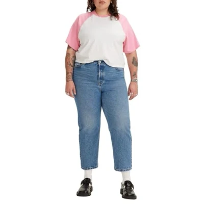 Abbildung von Levi&#039;s Plus 501 CROP Jeans Straight Leg, Damen, Größe: 54, Medium indigo worn in