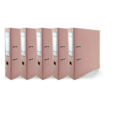 Abbildung von 5x Akten Ordner DIN A4 Ekobox Premium Edition glänzend Pastellrosa 2 Ring Mechanik Ringorder 75mm Kunststoff breit Büroordner Plastikordner Briefordner Ringmappe breiter Aktenordner