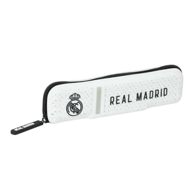 Abbildung von Safta Real Madrid 1. Team 24/25, schmales Federmäppchen aus Silikon, für Kinder, ideal Kinder im Schulalter, bequem und vielseitig, 20 x 2 5,5 cm, Weiß/Grau, Estándar, Lässig