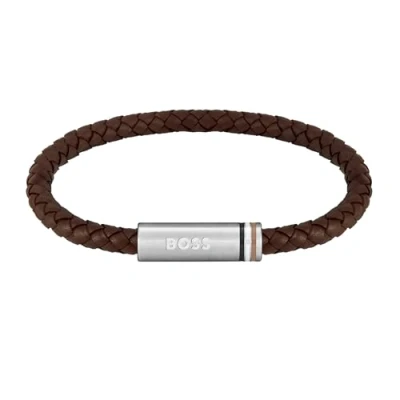 Abbildung von BOSS ARES Single Armband brown/silvercoloured, Herren, Größe: One Size, Brown/silver coloured
