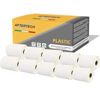 Abbildung von AFTERTECH 10 x 4XLP 4XL 104 159 mm Rollen mit wasserdichten Kunststoff Etiketten, kompatibel (220 Etiketten/Rolle = 2200 insgesamt) für Dymo LabelWriter Etikettendrucker 4XLPLA