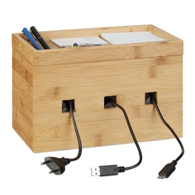 Abbildung von relaxdays Kabelbox Bambus Kabelzubehör