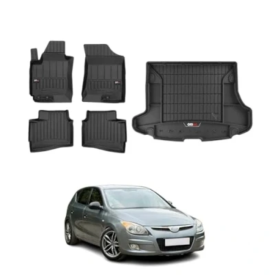 Abbildung von OMAC Fußmatten &amp; Kofferraumwanne Set kompatibel mit Hyundai i30 Kombi 2007 2012 Gummi 5X