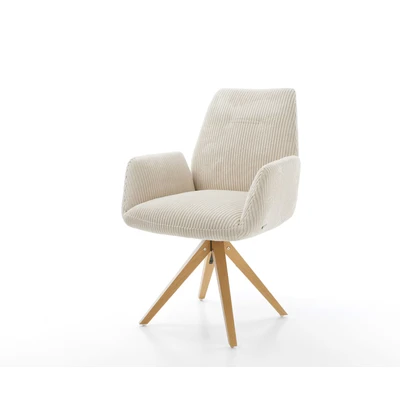 Abbildung von Drehstuhl Zoa Flex Cord Beige Holzgestell kantig 180 drehbar