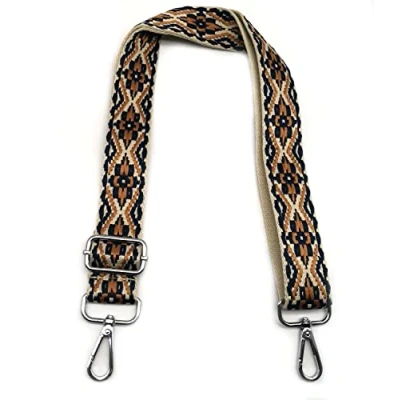 Abbildung von Taschengurte zum Wechseln, Verstellbarer Schulterriemen für Taschen, Braun Schultergurt Tasche Bunt mit Silber Karabiner, Umhängegurt Taschengurt Breit 3.8cm Damen #11