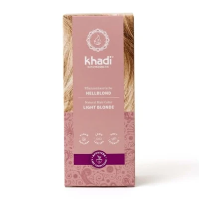 Abbildung von khadi HELLBLOND Pflanzenhaarfarbe, Haarfarbe für frisches, strahlendes Weizenblond bis zu warmem, goldenem Honigblond, Naturhaarfarbe 100% pflanzlich, natürlich &amp; vegan, Naturkosmetik, 100g