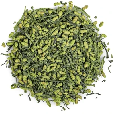 Abbildung von Moya Matcha Bio japanischer Iri Genmaicha Grüntee lose Blätter 100g Sencha mit Reis und Tee aus Japan Veganfreundlich Verpackt in einem wiederverschließbaren Beutel