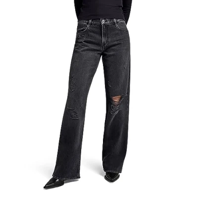 Abbildung von G Star Judee Jeans Straight Leg, Damen, Größe: 25x32, Worn in black smoke ripped