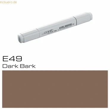 Abbildung von COPIC Classic Marker Typ E 49, Dark Bark, professioneller Layoutmarker, mit einer breiten und feinen Spitze
